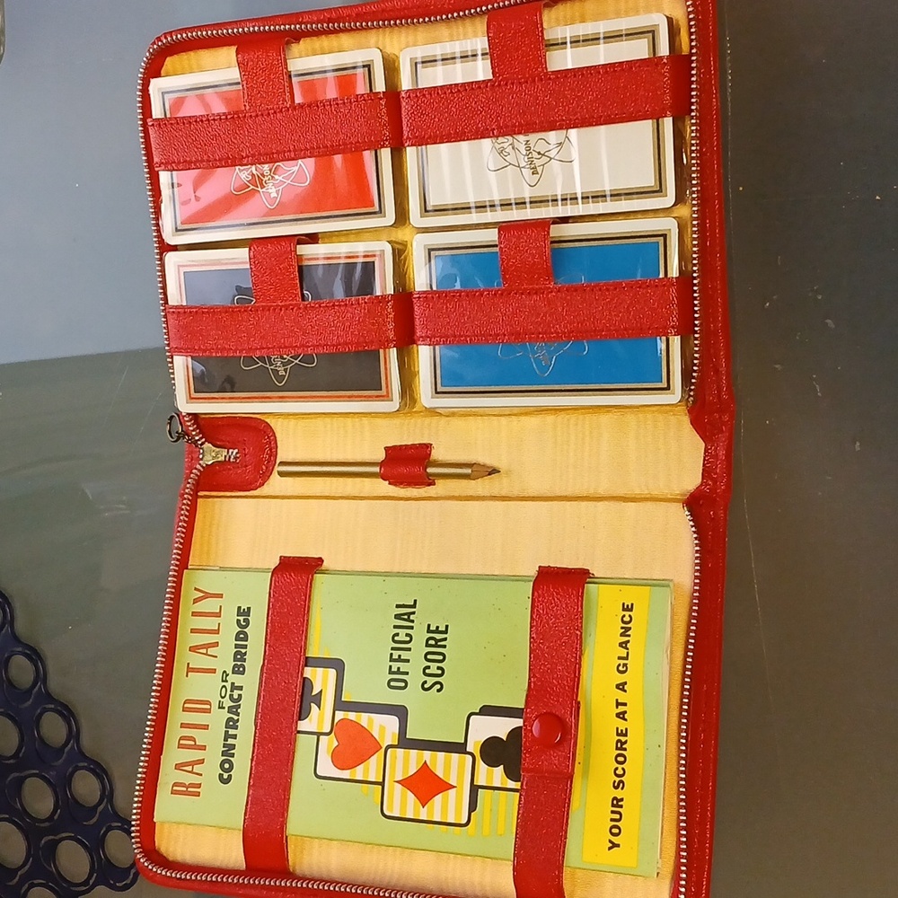 Vintage Dennison Bridge Set In Zippered Case